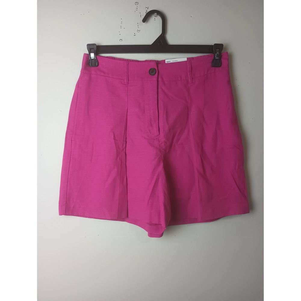 Nine West Womens Magenta Pink Pleated Linen Blend Shorts Size M NWT
